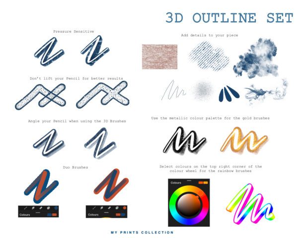 3D Outline Procreate Brushes - Image 4